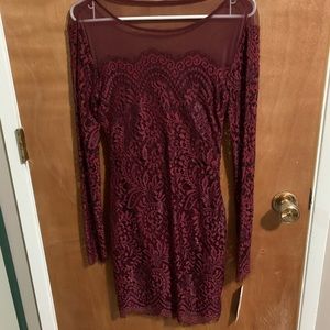 Jump long sleeve Maroon laced dress sz 3/4